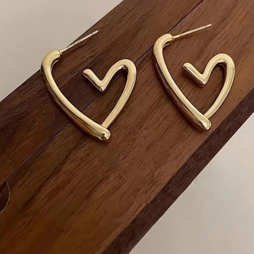 Stainless Steel heart shaped Long Lasting Gold Plated Earings